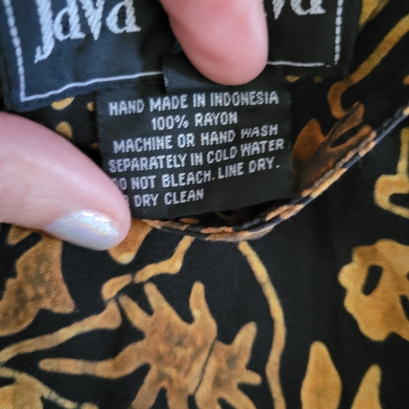 VINTAGE JAVA LAVA Tribal Tropical Floral Sun Dress Black & Brown - Picture 11 of 13